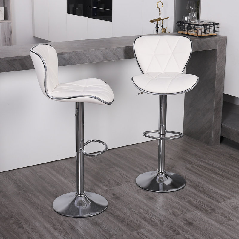Anjolee 32.5'' Swivel Adjustable Height Counter Stool with Metal Frame, White