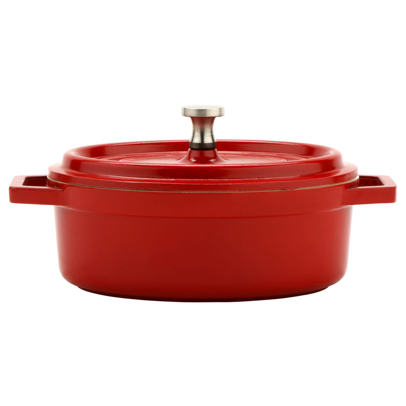 GET Cocotte ovale antiadhésive en fonte d'aluminium, Rouge, 0,375 pte