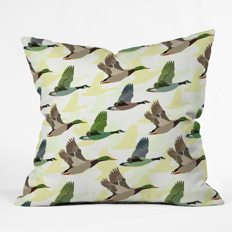 Flying Ducks Polyester Throw Pillow, 18" x 18"