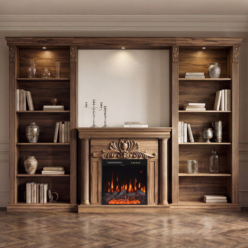 Meuble télé 86 po avec foyer électrique 86,5 po, Brown