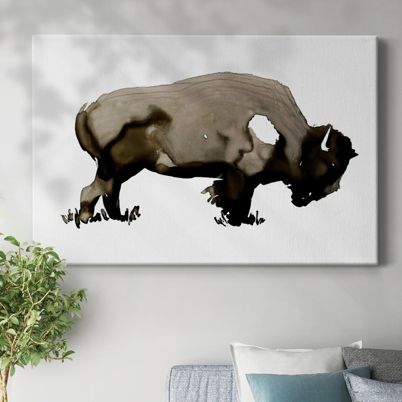 Toile tendue avec bison monochrome I-Gallery, H 12 po x l 18 po