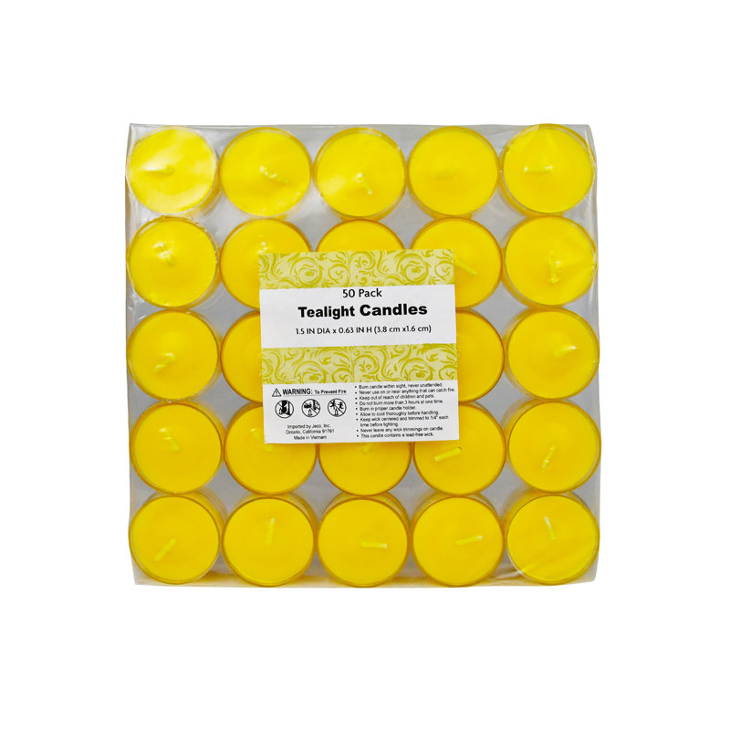Bougie photophore sans parfum, Jaune, Ensemble de 600