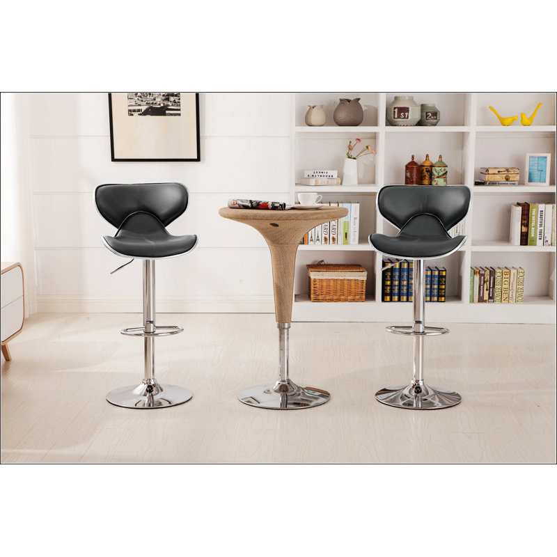 Adjustable Swivel Barstool With Chrome Base, Gray