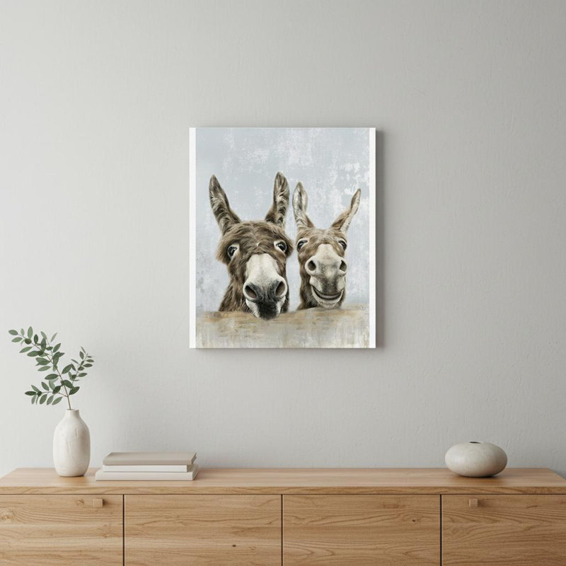«Cute Donkeys», impression sur toile sans cadre, 18 po x 24 po