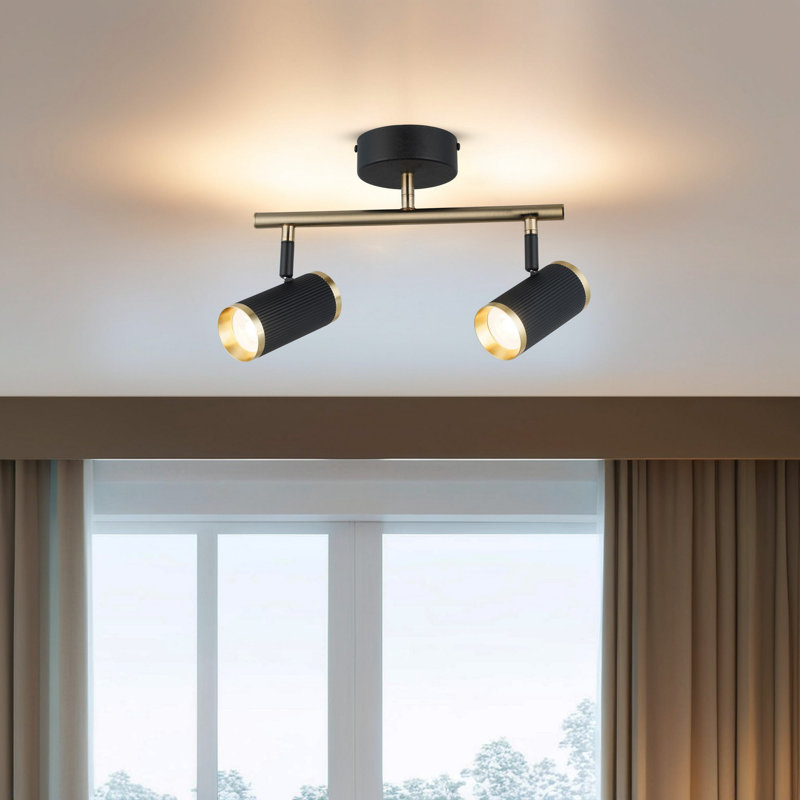 Elegant Black and Antique Lacquer Chandelier, Metal Body, 22.0 in Total Height | Includes 2 x GU10 Bulb (Max 7W) | Base Plate Size: 4.0 x 4.0 x 1.2 in | Stylish Lighting for Living Room, Dining Room & Entryway