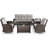 Aluel 5-Pieces Outdoor Wicker Patio Conversation Furniture Set with Rocking & Swivel Chairs and Rectangular Fire Pit Table with Windshield-106896005