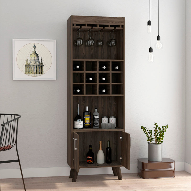 Armoire de bar, support à vin intégré à douze portes, armoire à deux portes, deux tablettes