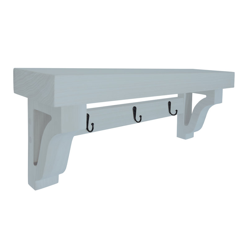 Rayne Large Wall Mounted Coat Rack with Shelf 2 Hook, 18/8/8, Gray
