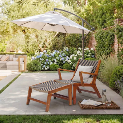Sevilla All-Weather Wicker Rattan Wooden Patio Lounge Chair, Set for Poolside, Backyard, Deck, Porch, Brown