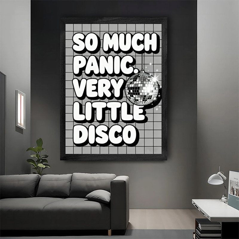 Art mural noir très encadré, très peu de disco, impressions rétro tendance, H 17 po x l 13 po