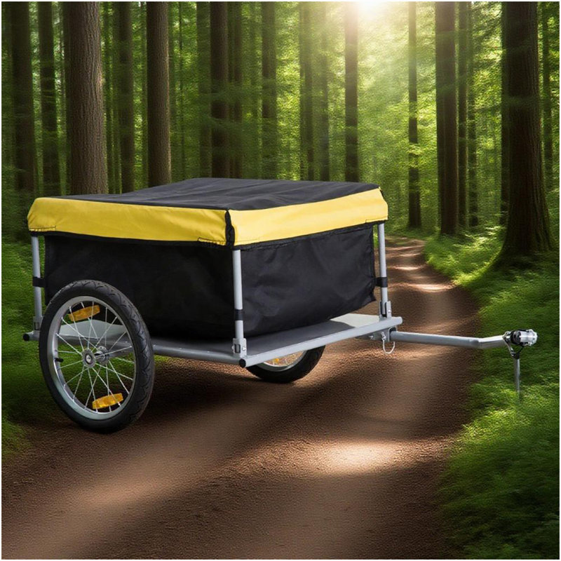 Remorque de rangement extérieure pour cargaison de vélo, remorque à deux roues pour chariot à bagages avec couvercle amovible,