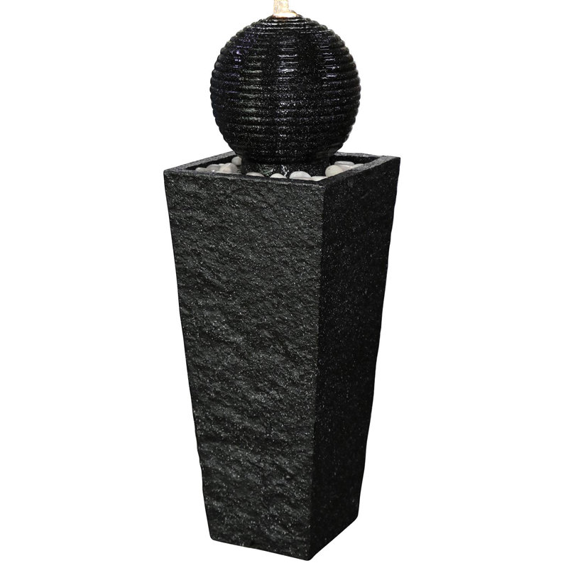 Ayita Weather Resistant Fountain with Light, Black