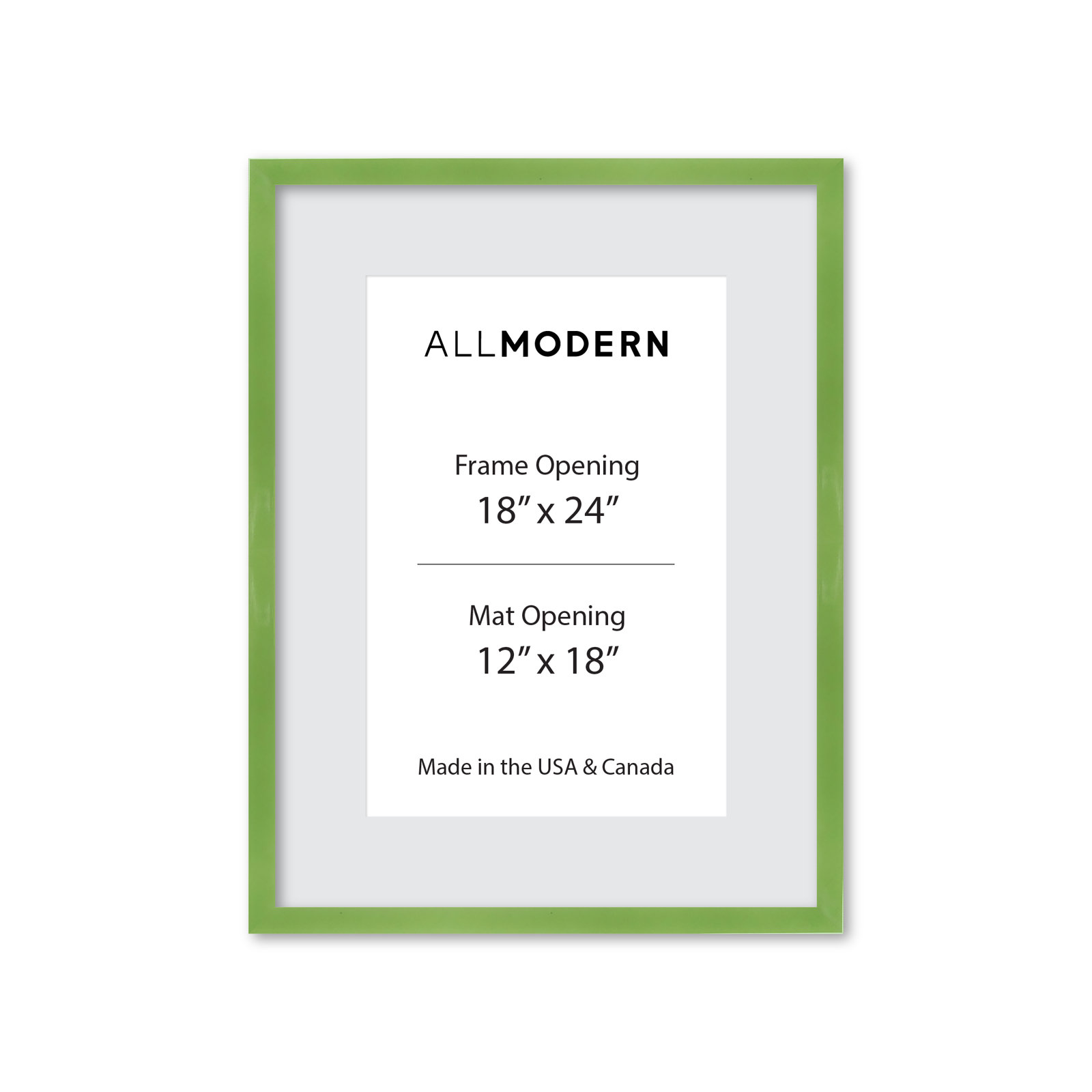 Willin Solid Wood Picture Frame with Mat, 19.75" W x 25.75" H, Fresh Lime