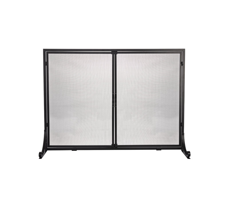 Single panel square black screen with doors, large, 32" H x 44" W x 7" D