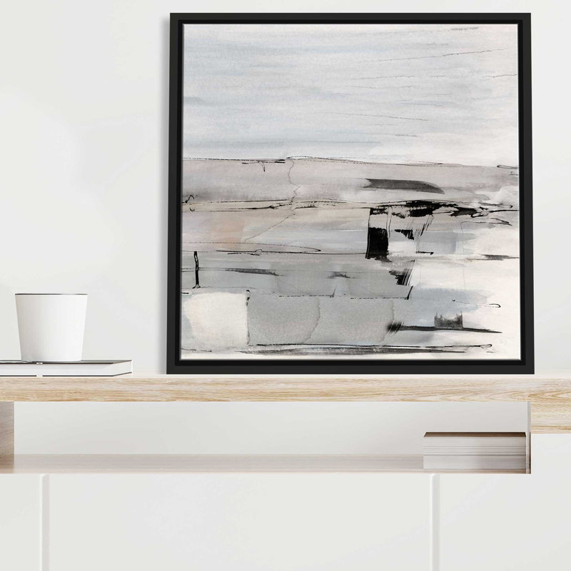 «Faraway Field» par Susan Jill - Peinture, L 39,5 po x H 39,5 po, Cadre noir
