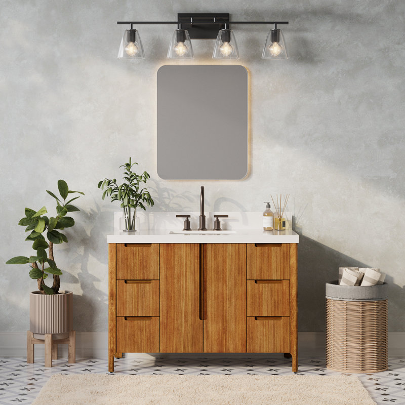 Sequoia 48 In. Single Sink Whitebrook Quartz Countertop Bath Vanity in Mango Wood With ORB Faucet, Mango Wood