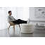 Velvet Fabric Round Ottoman Storage Footstool With Wooden Shelving, Ivory | Gift Idea