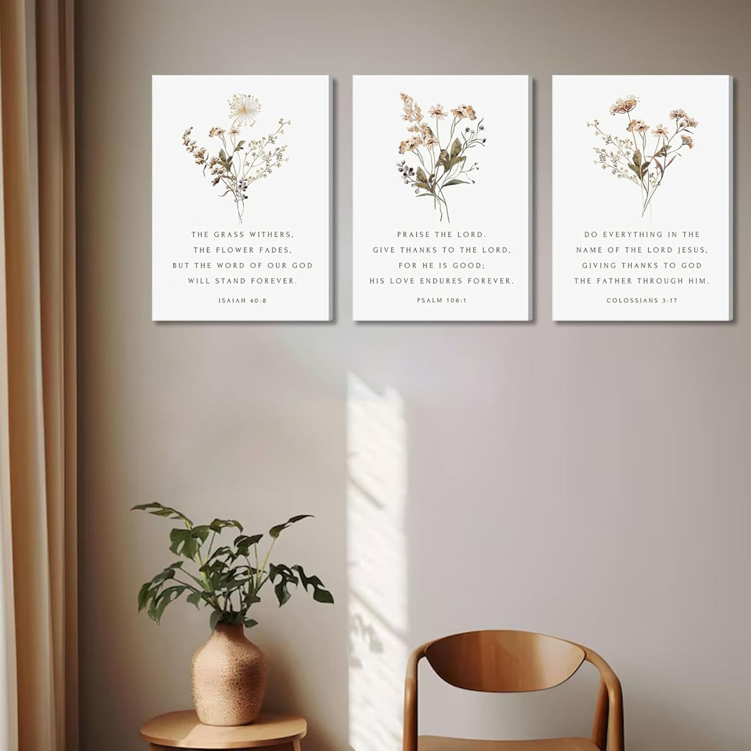 August Grove® Bible Floral Canvas Wall Art Christian Verses Floral ...