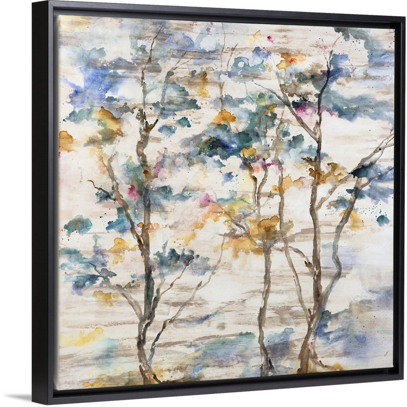 «Trio in Full Hue», peinture sur toile, Cadre flottant noir, H 31,7 po x l 31,7 po x p 1,75 po