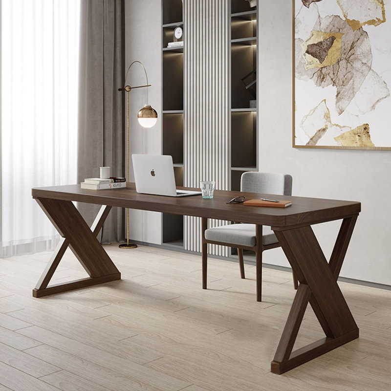 Bureau d'écriture rectangulaire en bois massif noyer, H 29,53 po x l 62,99 po x P 23,62 po