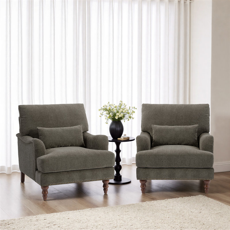 Upholstered Armchair, Tan