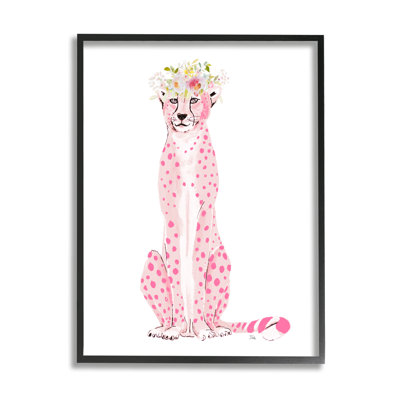 Guirlande de léopard rose, art de la giclée noire encadrée par Patricia Pinto