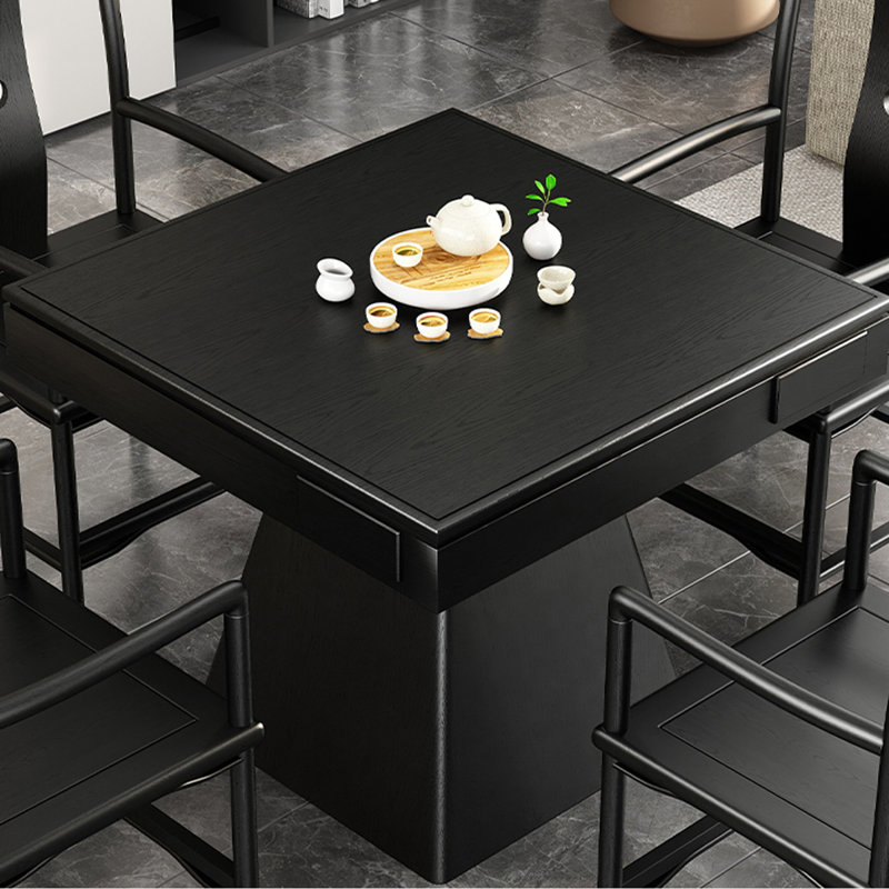 Table de poker carrée noire en bois massif, H 30,31 po x l 31,5 po x P 31,5 po