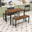 Ensemble de table à manger compacte 3 pièces pour 4 personnes - Bancs escamotables pour petits espaces-505185535