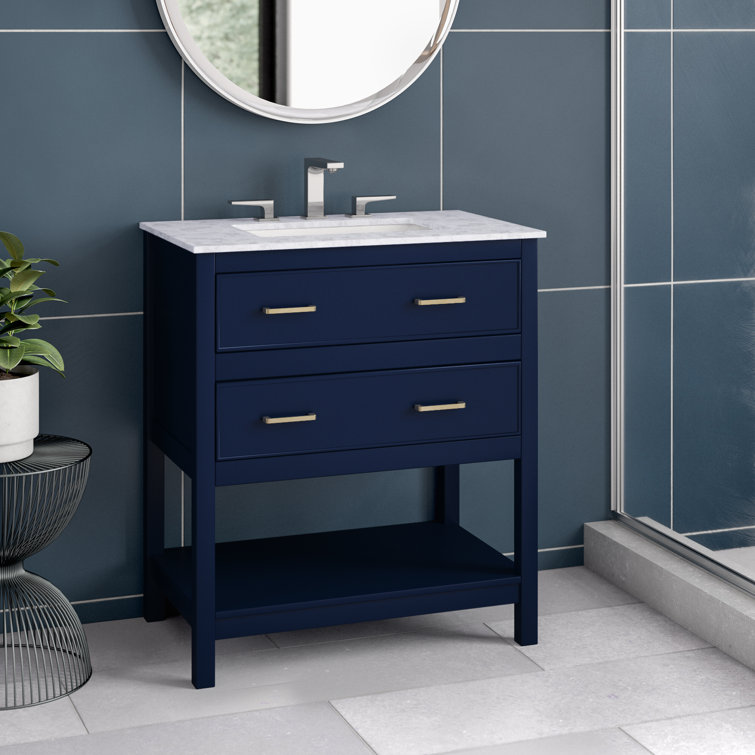 Bardhyl 30'' Single Bathroom Vanity with Engineered Marble Top