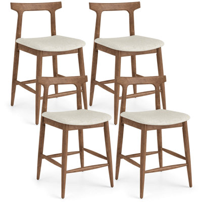 4PCS Counter Height Bar Stools w/Curved Backs and Upholstered Cushioned Seats