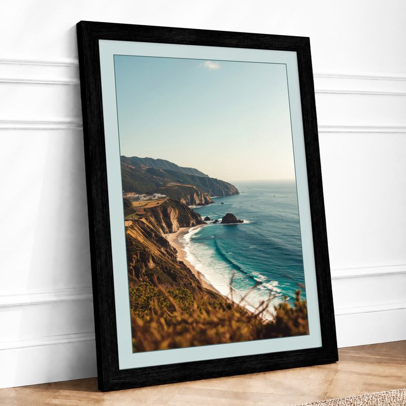 Clifftop Vista Coastal - Print, A2 - 59.4 x 42.0 cm, Black