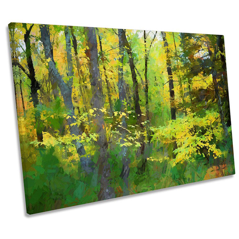 Green Forest Landscape Repro - Wrapped Canvas Print, 81.3cm H x 121.9cm W x 4cm D