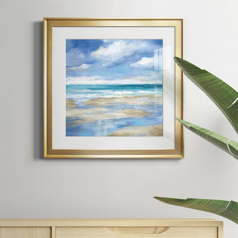 Washy Coast I - Reproduction d'art sur toile encadrée, Papier encadré doré, H 34,5 po x l 34,5 po x P 1,5 po