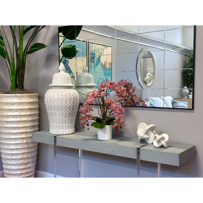Modern Orchid Arrangement in Round Fiberstone Pot, Pink