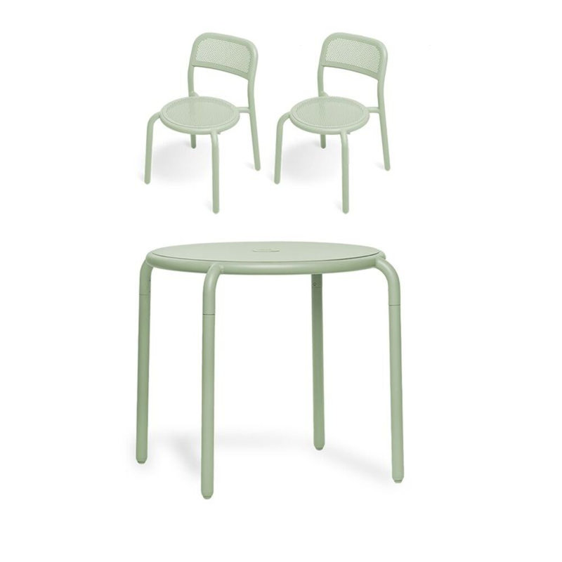 Toni Bistreau Outdoor Bistro Table Set With Chairs, Mist Green