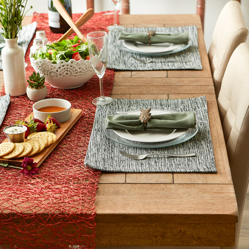 Boda Cotton Rectangle Placemat, Black/Off White