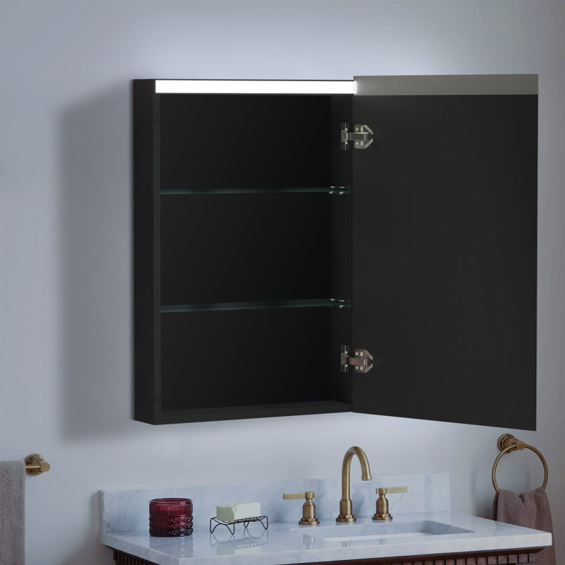 Armoire à pharmacie à fixation en surface pour salle de bain avec tablettes en verre ajustées, H 30 po x l 20 po x P 4,25 po