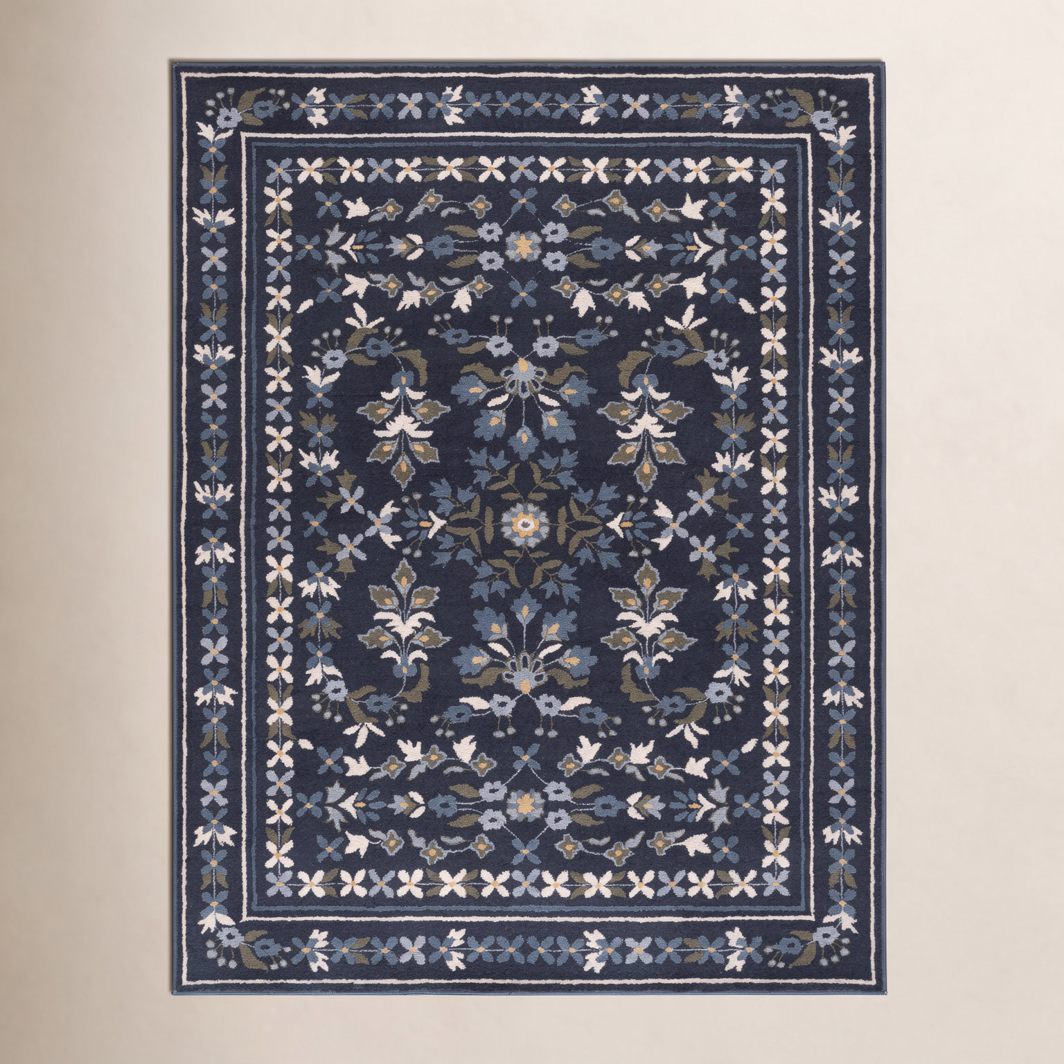 Hand-Tufted Wool Floral Outdoor Rug, Rectangle 8' x 10'