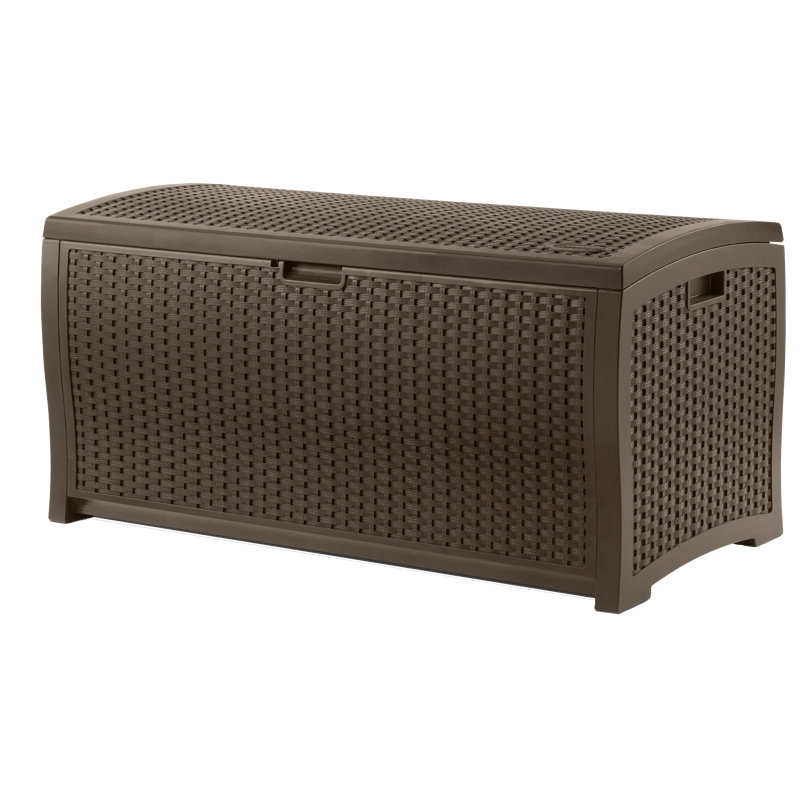 Dakota Fields Purnell 127cm W 375L Wicker Lockable Deck Box in Brown