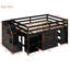 Lit mezzanine avec espace de rangement et 3 tiroirs, bureau escamotable inclus, lit de construction solide, tiroirs dynamiques