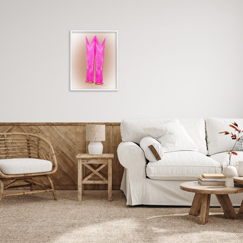 «Vivid Pink Cow», reproduction de giclée par Amelia Noyes, Giclée encadrée blanc bord de mer, H 30 po x l 24 po