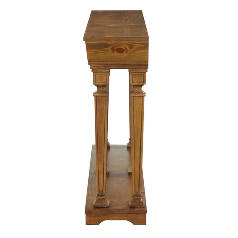Stable Oak Console Table With Rectangular Top And Shelf Classic Leg Structure A Functional For Display Storage
