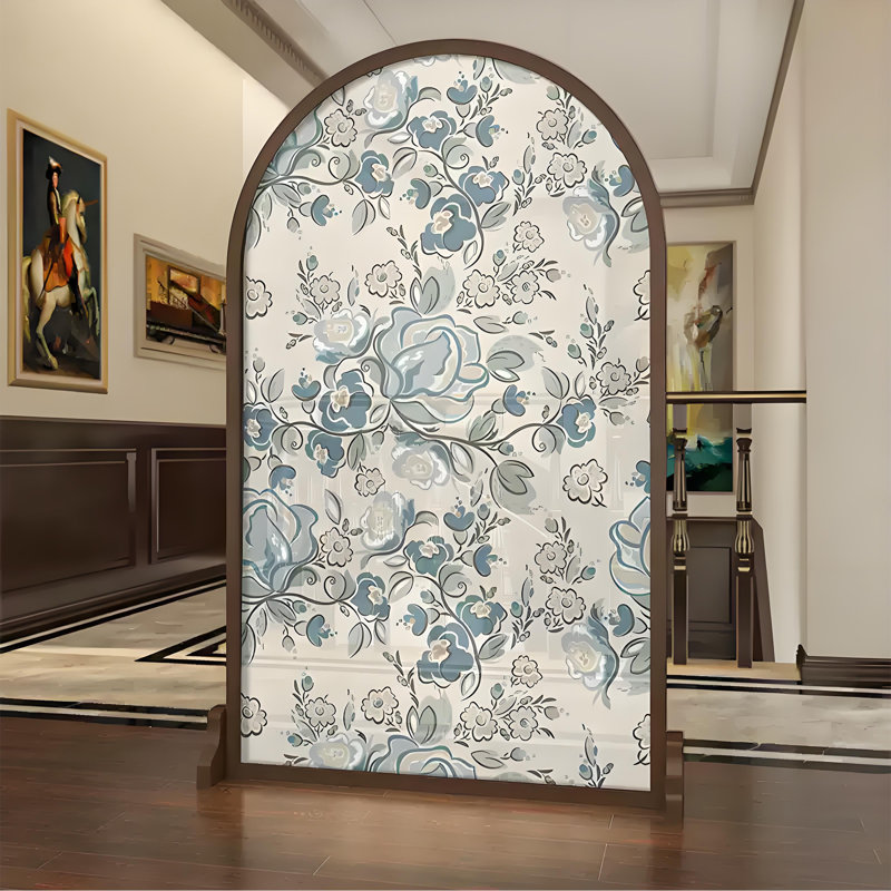 Paravent en bois à motif floral, H 70,87 po x l 31,5 po x P 1,57 po