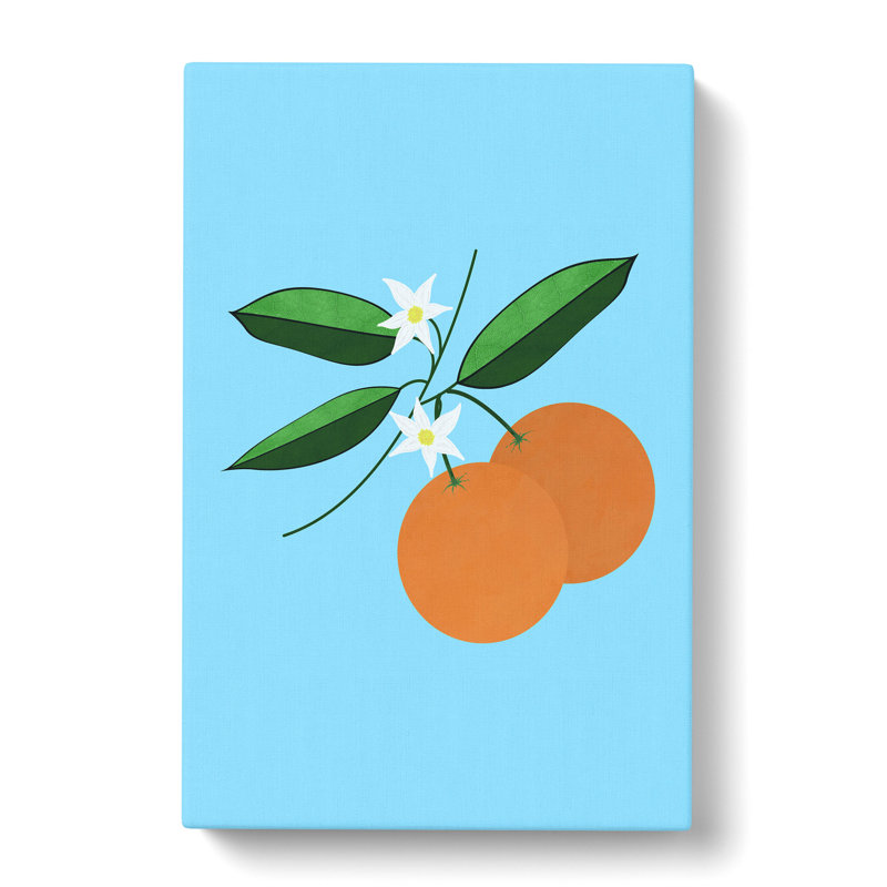 Orange Blossom Blue V2 - Wrapped Canvas Painting, 76cm H x 50cm W x 3cm D