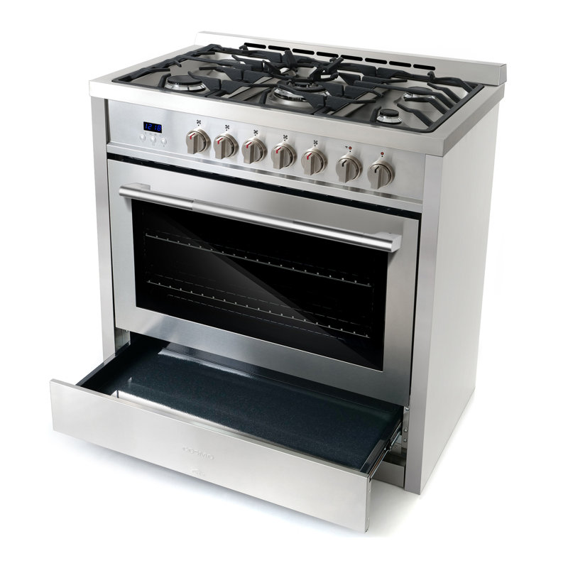 36-Inch Stainless Steel Dual Fuel Convection Range with 5 Burners