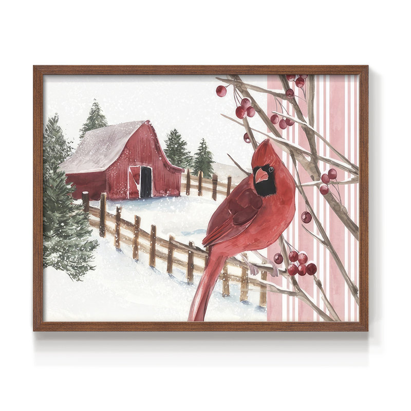 Collection Winter Cardinal A - Reproduction encadrée - Restickable, H 8 po x l 10 po, Noyer