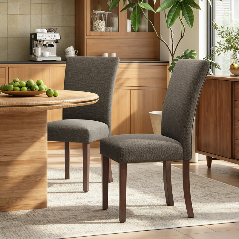 Upholstered Dining Side Chair with High Back and Nailhead Trim, Solid Wood Legs, Modern Parsons for Dining Room, Brown