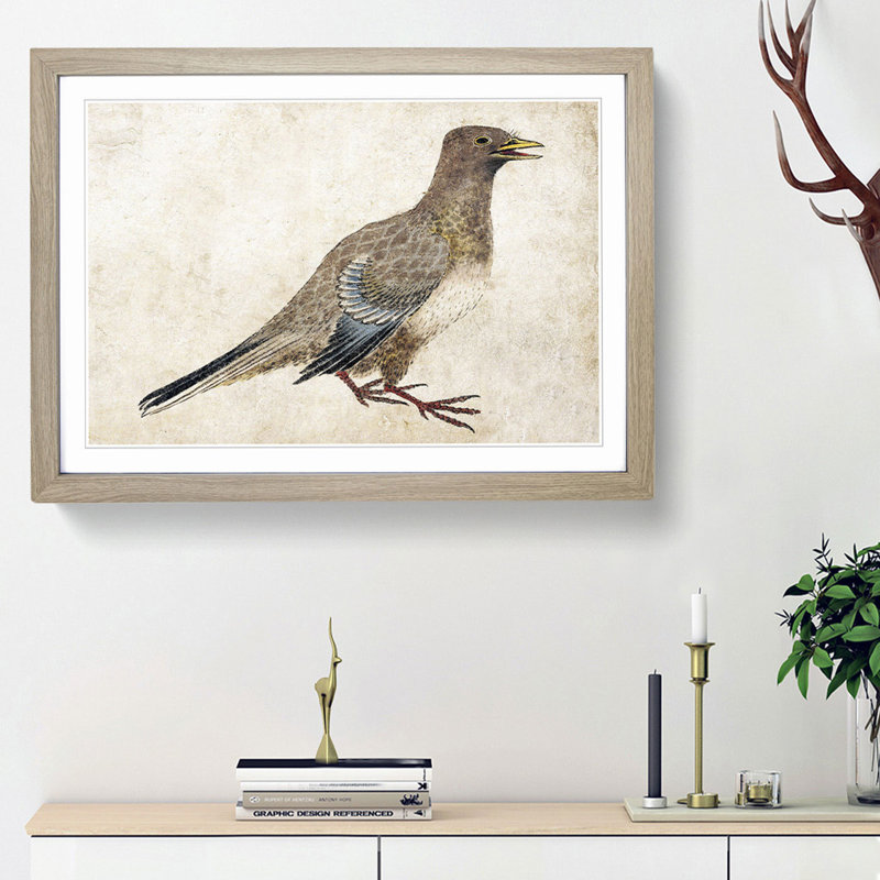 Pigeon by Katsushika Hokusai - Picture Frame Painting Print, Oak Framed, 48cm H x 65cm W x 2cm D