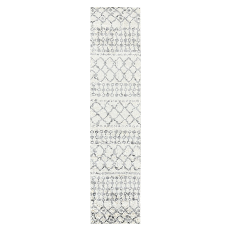 Tapis ivoire / gris Frieso, Tapis de couloir 2 pi 2 po x 10 pi
