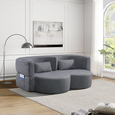 Canapé-lit pliant, canapé de plancher, canapé-lit double en futon avec rembourrage en mousse, adapté pour le salon, les invités, le bureau et un appartement (gris)